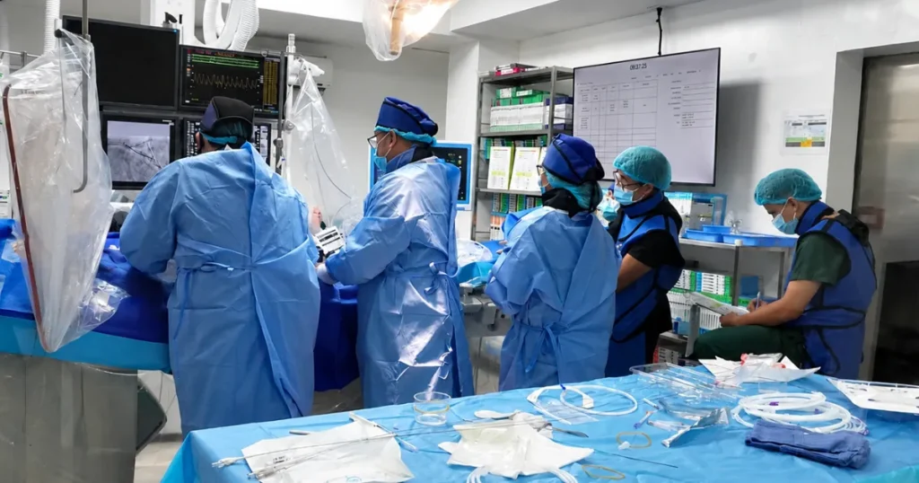 Dr. Dan Brian Galang and the RMCI Cardiac Catheterization Laboratory (CathLab) Team performing the first documented successful coronary Intravascular Lithotripsy (IVL) procedure in Mindanao.